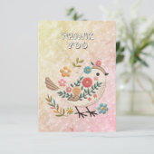 Petites fleurs Feuilles d'oiseaux Carte de remerci (Debout devant)