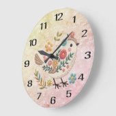 Petites fleurs Feuilles d'oiseaux Horloge murale r (Angle)