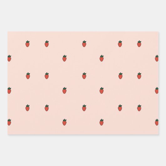 Petites fraises mignonnes sur papier d'emballage r (Devant 3)