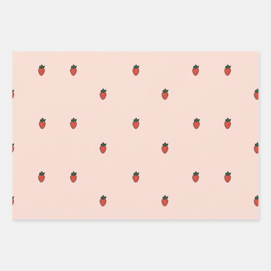 Petites fraises mignonnes sur papier d'emballage r (Devant)