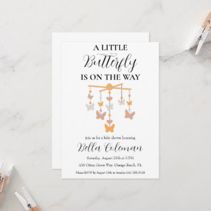 petites invitations à la douche pour bébé papillon