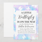 petites invitations à la douche pour bébé papillon (Devant / Derrière)