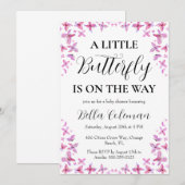 petites invitations à la douche pour bébé papillon (Devant / Derrière)