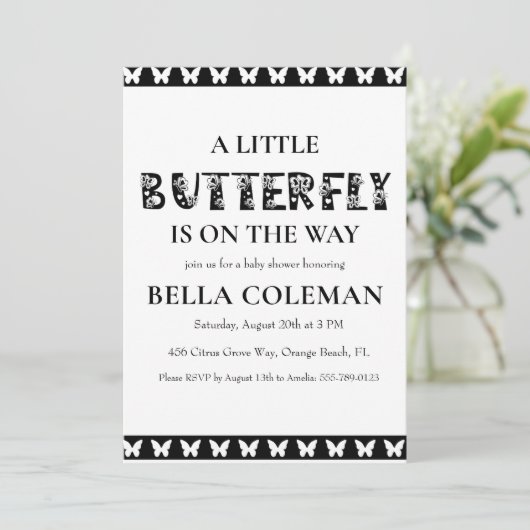 petites invitations à la douche pour bébé papillon (Debout devant)