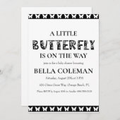 petites invitations à la douche pour bébé papillon (Devant / Derrière)