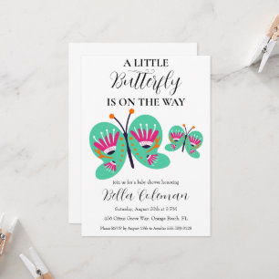 petites invitations à la douche pour bébé papillon