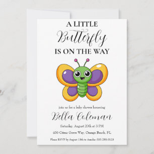 petites invitations à la douche pour bébé papillon