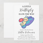 petites invitations à la douche pour bébé papillon (Devant / Derrière)