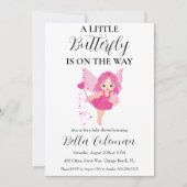petites invitations à la douche pour bébé papillon (Devant)