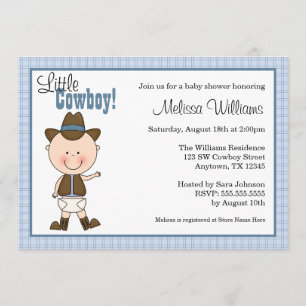 Petites invitations de baby shower de cowboy