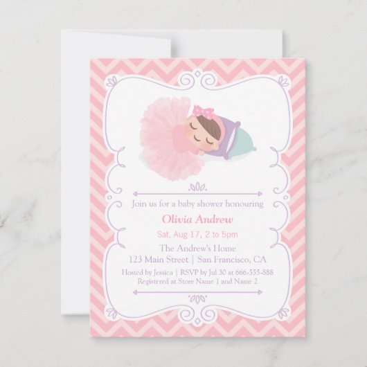 Petites invitations de baby shower de fille de (Devant)