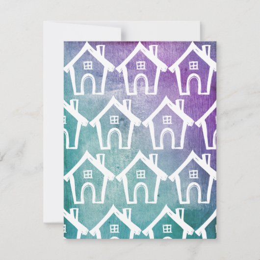 Petites Maisons Blanches Carte Déplacée Turquoise (Devant)