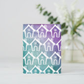 Petites Maisons Blanches Carte Déplacée Turquoise (Debout devant)