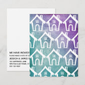 Petites Maisons Blanches Carte Déplacée Turquoise (Devant / Derrière)