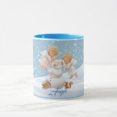 Petits anges mignons et tasse de bonhomme de neige (Centre)