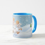 Petits anges mignons et tasse de bonhomme de neige (Devant droit)