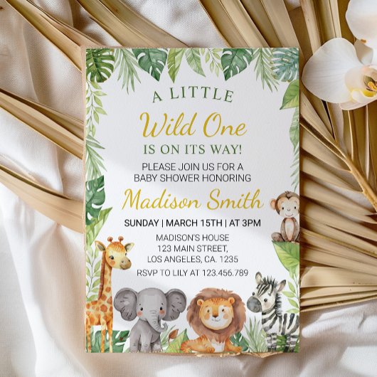 Petits animaux sauvages Baby shower Invitation