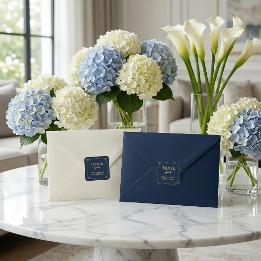 Petits autocollants bleu marine or 80e anniversair