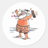 Petits autocollants ronds de Drunk Père Noël (Devant)