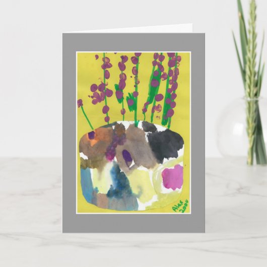 Petits bouquets pourpres avec la carte de citation (Devant)