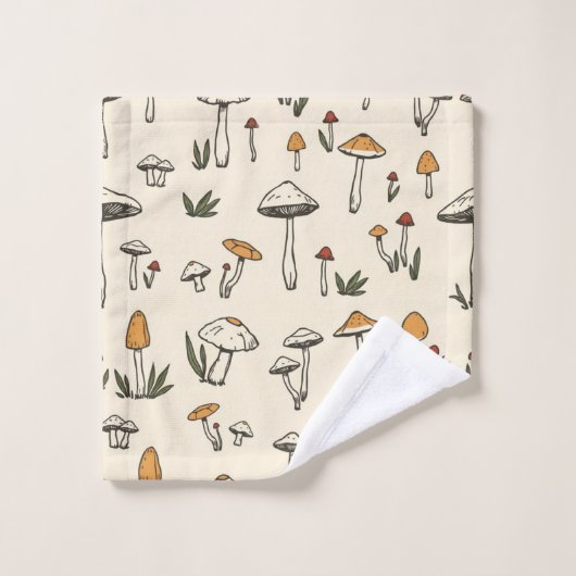 Petits champignons de forêt sur un Arrière - plan (Gant de toilette)