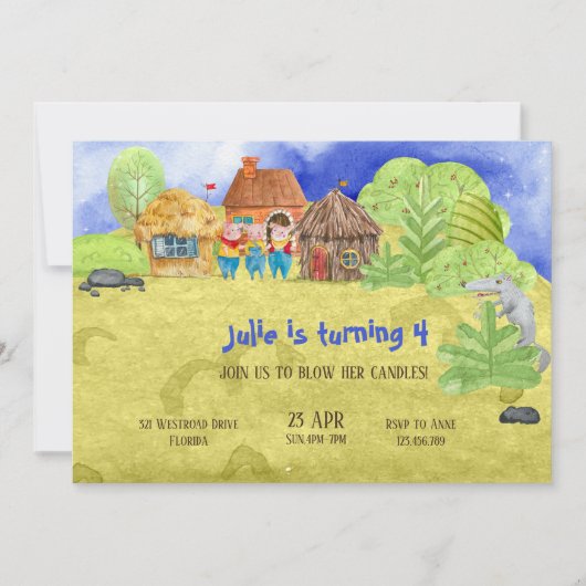 Petits Cochons Invitation d'anniversaire (Devant)