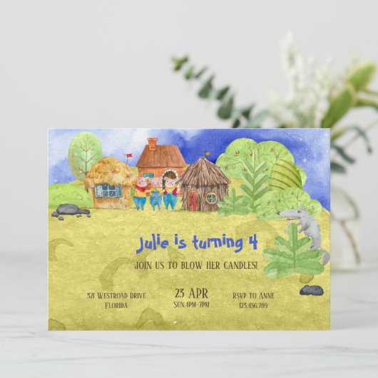 Petits Cochons Invitation d'anniversaire (Debout devant)