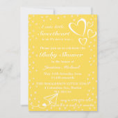 Petits Coeurs Baby shower Jaune Invitation (Devant)