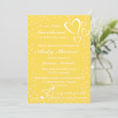 Petits Coeurs Baby shower Jaune Invitation (Debout devant)