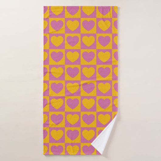 Petits coeurs d'échecs grille sans couture motif. (Serviette de bain)