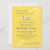 Petits Coeurs Jaune Invitation Anniversaire (Devant)