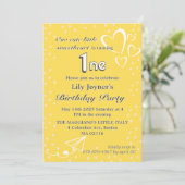 Petits Coeurs Jaune Invitation Anniversaire (Debout devant)