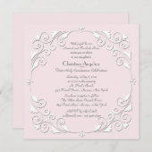 Petits Coeurs Rose Invitation Religieuse (Devant / Derrière)