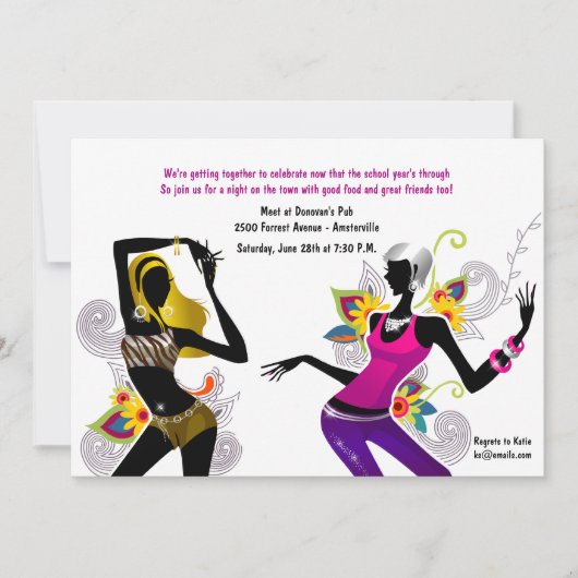 Petits filles la nuit dehors Invitation (Devant)