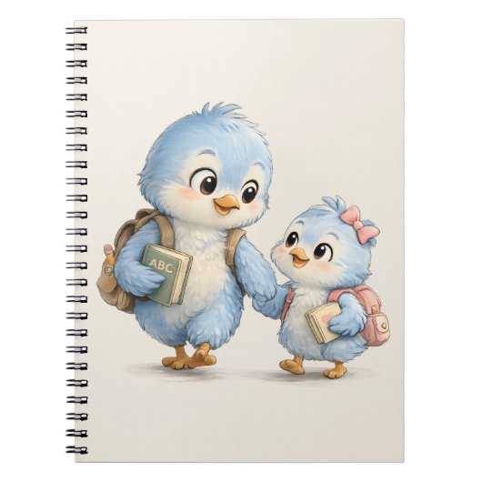 Petits frères et sœurs oiseaux bleus doux Cahier à (Devant)