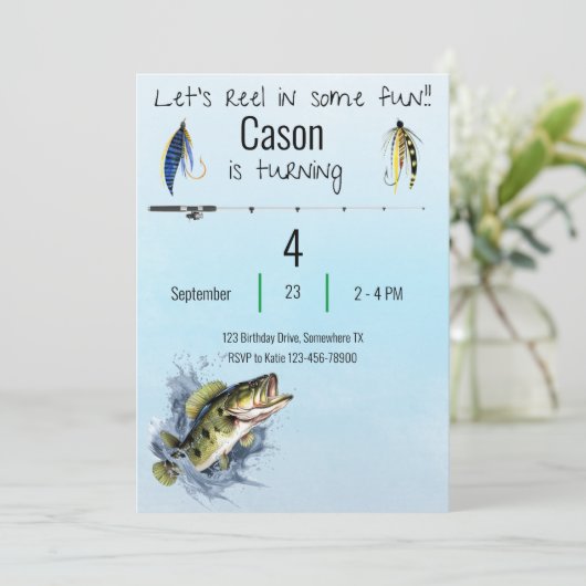 Petits garçons Editable Fishing Party Invitation (Debout devant)