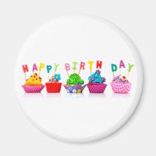 Petits gâteaux de joyeux anniversaire - aimant