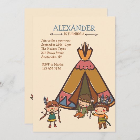 Petits Indiens Invitation (Devant / Derrière)