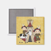 Petits Indiens Teepee Horse Frigo Magnet (Recto/Verso)