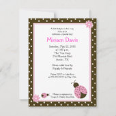 Petits Ladybugs Rose 4x5 Invitations de douche pou (Devant)