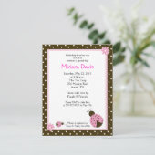 Petits Ladybugs Rose 4x5 Invitations de douche pou (Debout devant)