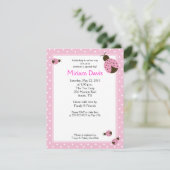 Petits Ladybugs Rose 4x5 Invitations de douche pou (Debout devant)