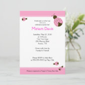 Petits Ladybugs Rose 5x7 Invitations de douche béb (Debout devant)