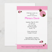 Petits Ladybugs Rose 5x7 Invitations de douche béb (Devant / Derrière)