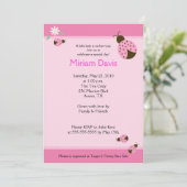 Petits Ladybugs Rose 5x7 Invitations de douche béb (Debout devant)