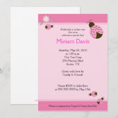 Petits Ladybugs Rose 5x7 Invitations de douche béb (Devant / Derrière)