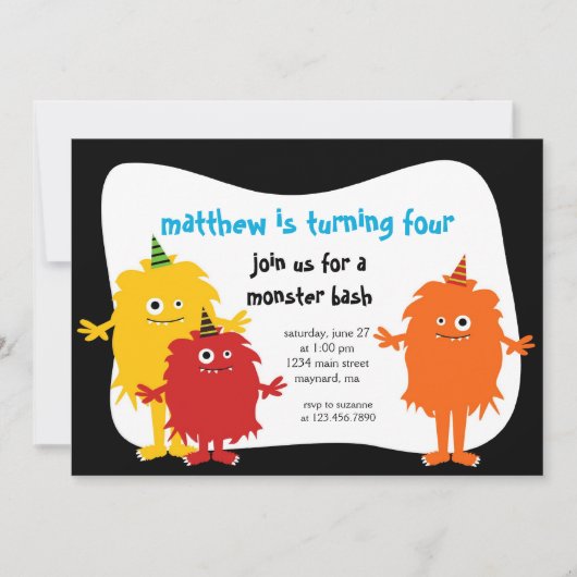 Petits monstres Invitation Anniversaire (Devant)
