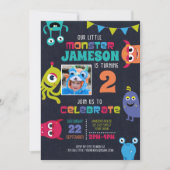 Petits monstres Invitation de fête d'anniversaire (Devant)