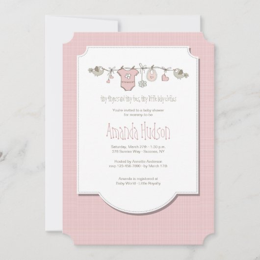 Petits oiseaux Clothesline Invitation (Devant)