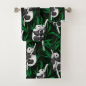 Petits panda sur vert foncé (En situation)